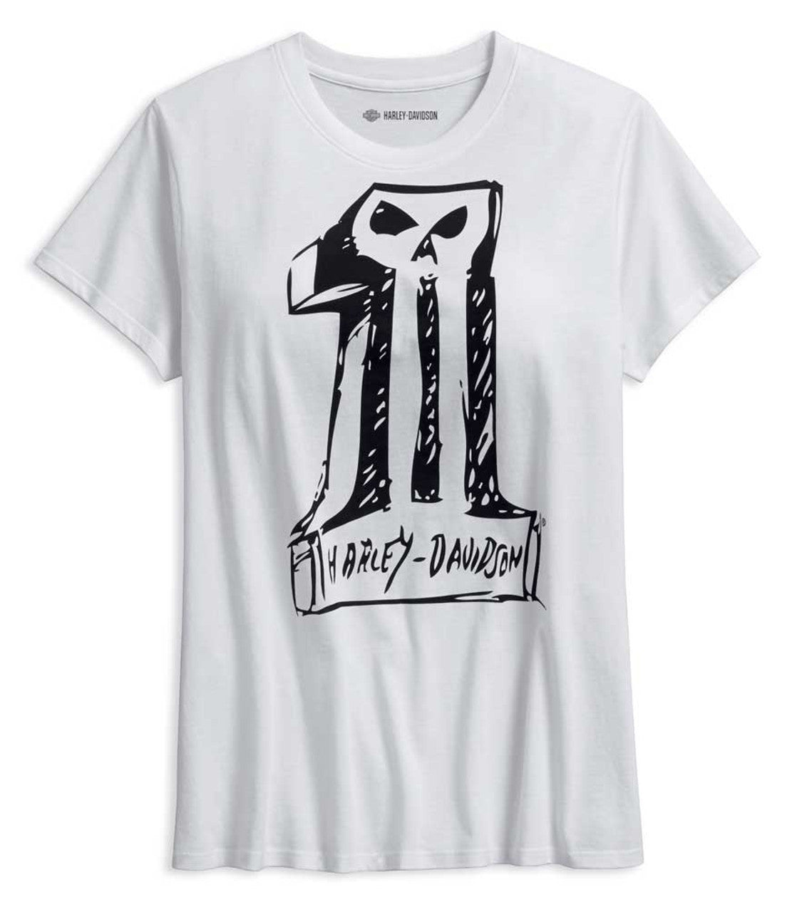 Harley-Davidson® Maglietta a maniche corte da donna Sketchy #1 Skull, bianca 99086-18VW