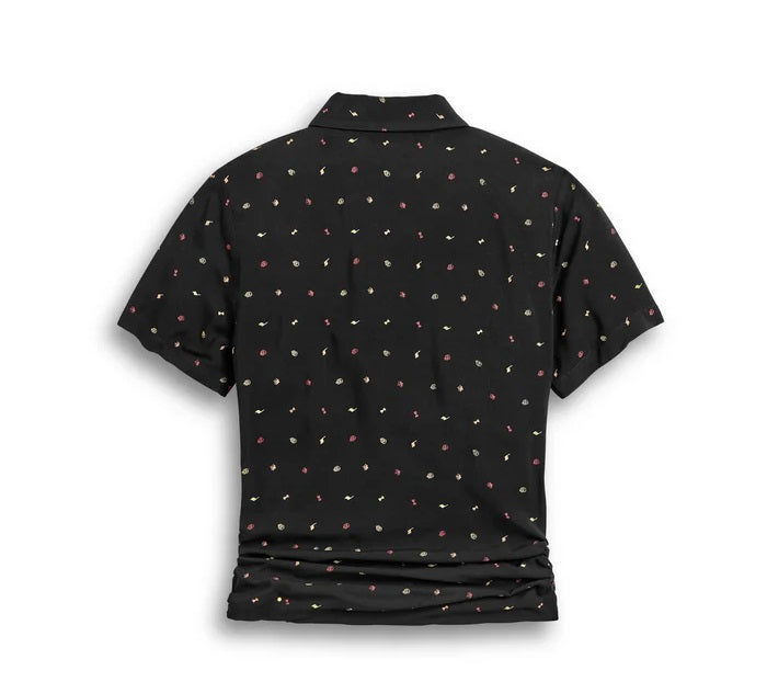 Camicia Allover Print Tie, Donna