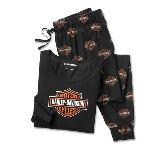 Pigiama da donna Harley-Davidson® Bar & Shield Harley Black