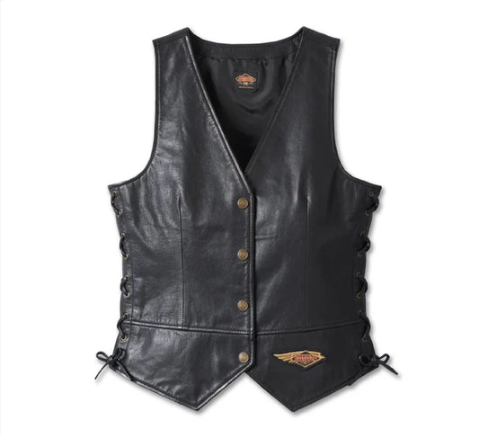 Gilet in pelle Laced Side 120° Anniversario , donna