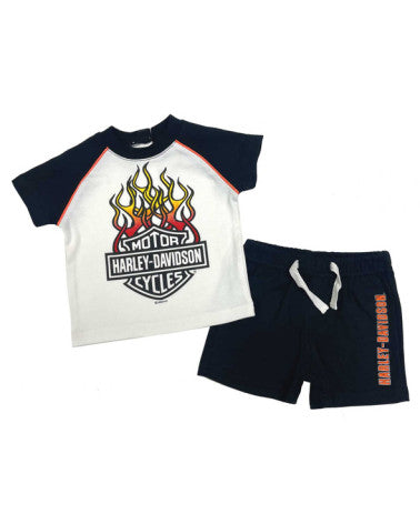 Set T-Shirt e Shorts Harley-Davidson® Little Boys' 2-Piece Toddler Knit Raglan T-Shirt & Shorts Set