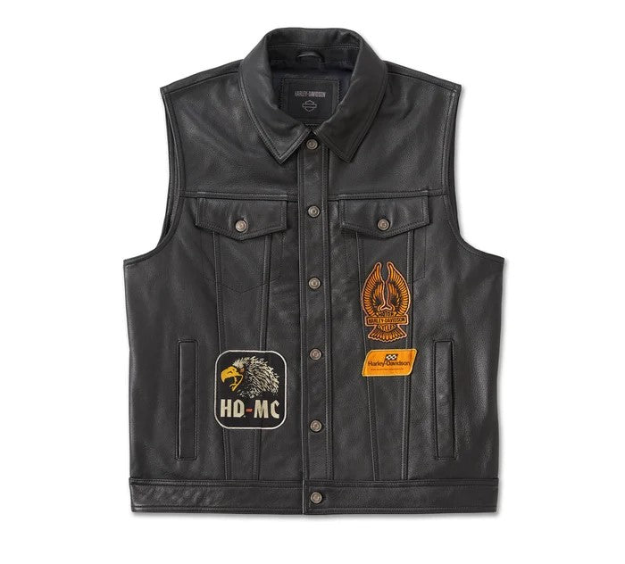 Gilet in pelle da uomo Fuel to Flames