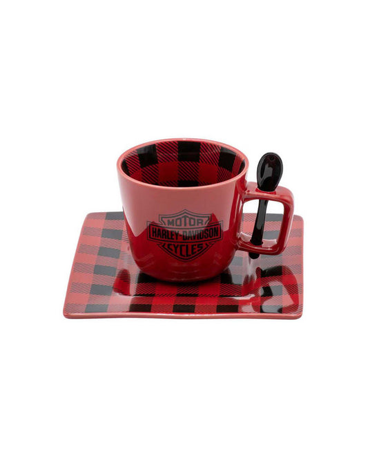 Set Tazza e Piattino con Cucchiaio Harley-Davidson® Holiday Plaid Mug