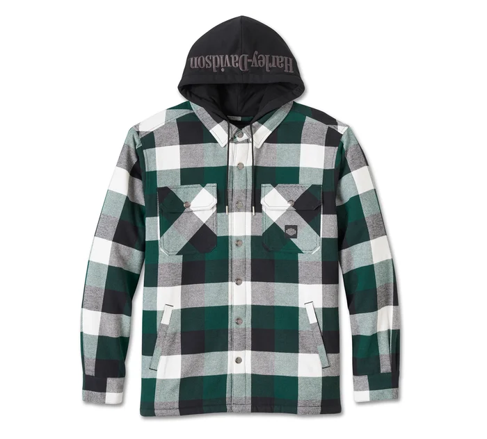 Giacca camicia con cappuccio Traveler - Plaid - Harley Black & Rainforest - 96135-25vm - immagine 1