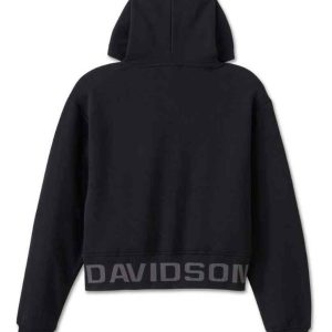 Felpa Women's H-D Cropped Full Zip Hoodie, Black - immagine 3