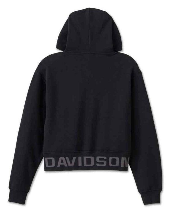 Felpa Women's H-D Cropped Full Zip Hoodie, Black