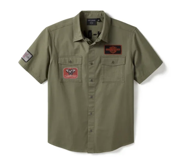 Camicia Mechanics in tinta unita V-Twin Equipped