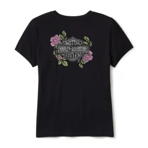 Women's Rose & Thorn Bling V Neck Tee - Harley Black - immagine 3