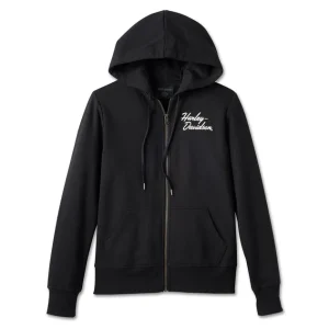 Women's Special Bar & Shield Zip Front Hoodie - Black Beauty