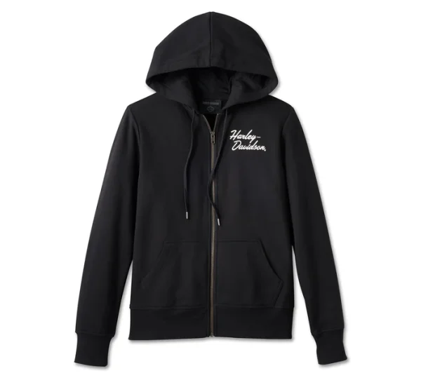Women's Special Bar & Shield Zip Front Hoodie - Black Beauty