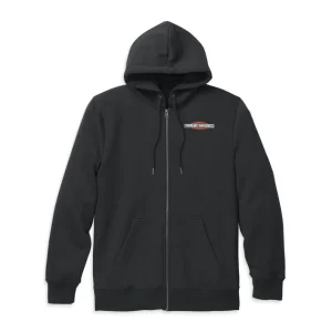 Felpa con cappuccio frontale con zip con logo da uomo