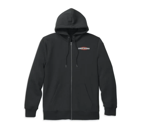 Felpa con cappuccio frontale con zip con logo da uomo