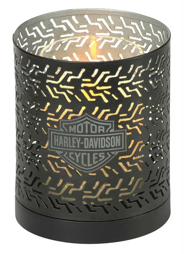 Portacandele in metallo con logo Harley-Davidson® Tire Tread Bar & Shield - Grigio ardesia