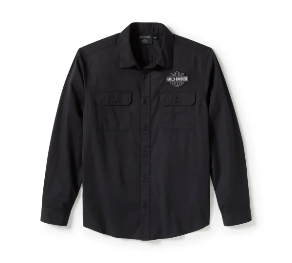 Camicia Harley-Davidson Bar & Shield Solid manica lunga nera