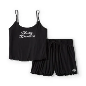 Harley-Davidson pigiama corto da donna Lettuce Trim nero