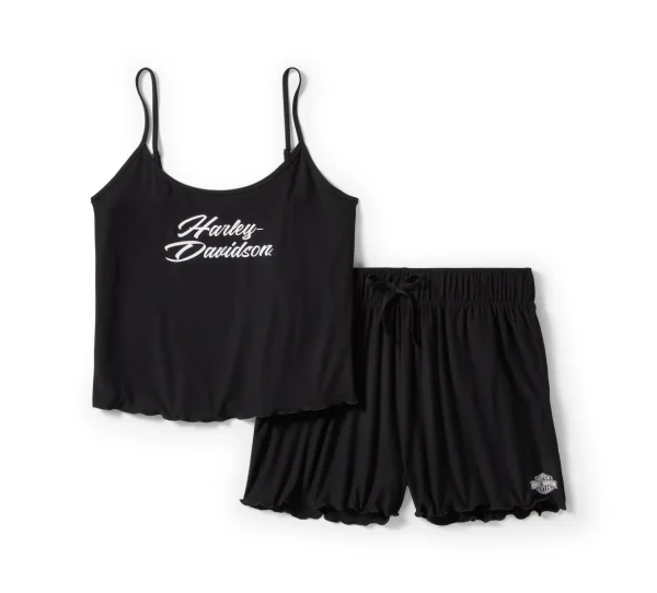Harley-Davidson pigiama corto da donna Lettuce Trim nero