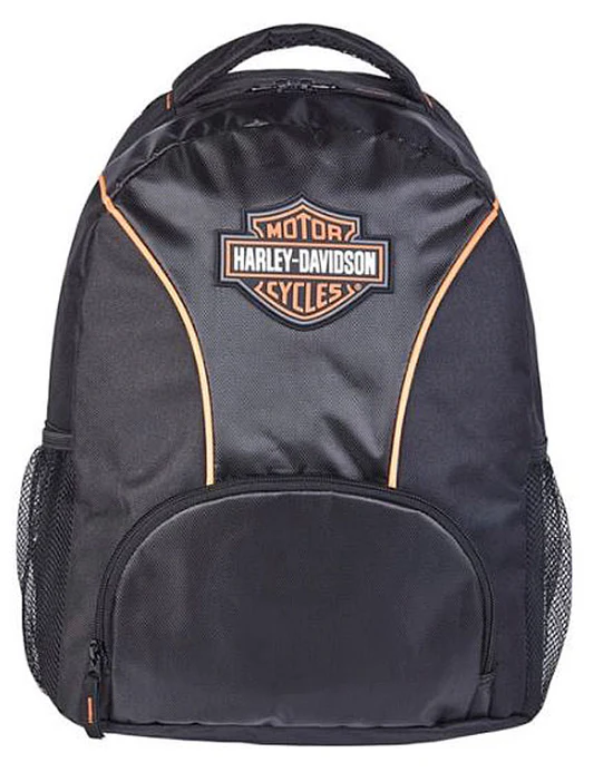 Zaino Harley-Davidson® con logo Rubber Bar & Shield® | Nero e nero