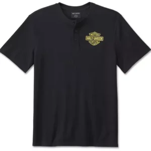 Harley-Davidson Henley Maglietta Bar & Shield Racing nero