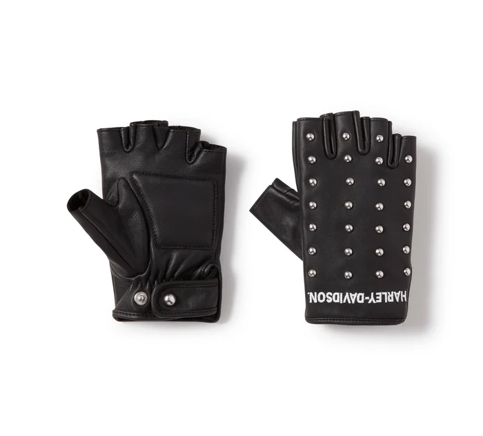 H-D Studded Leather Fingerless Riding Gloves - immagine 1
