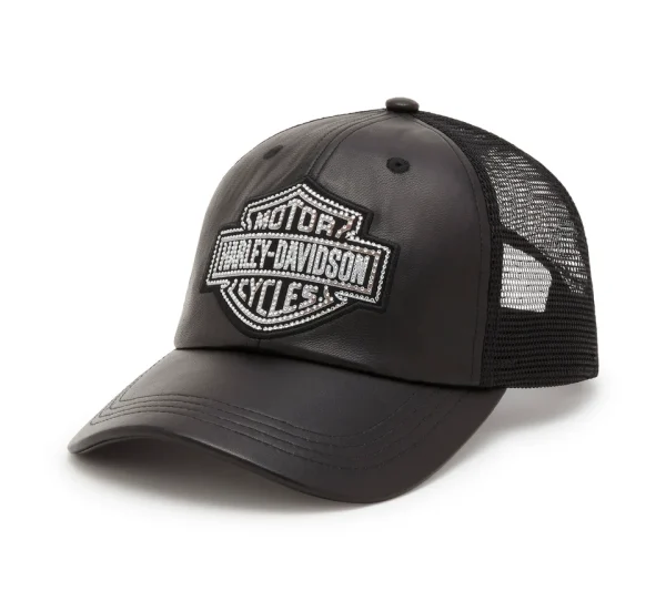 Cappello Harley-Davidson® Bling Bar & Shield C Leather Trucker Cap