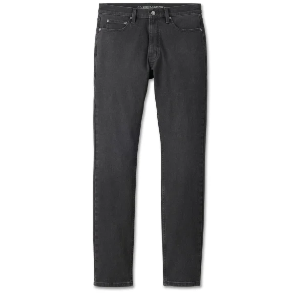 Harley-Davidson Men's Tapered Slimmer Fit Jeans, Washed Black Denim Pants