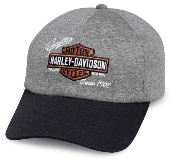 Harley-Davidson® Women's Embroidered Logo Jersey Baseball Cap, Gray