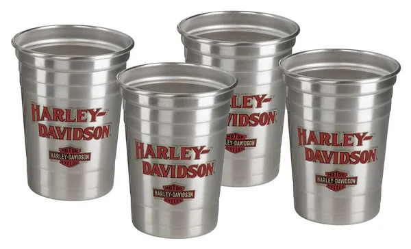 Harley-Davidson 14oz. Set di tazze per feste in acciaio inossidabile - Set di 4, argento HDX-98715