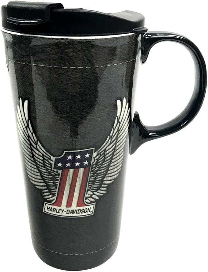 Harley-Davidson La perfetta tazza da viaggio in ceramica, logo alato #1, 17 oz. 3CTC4917 - immagine 1