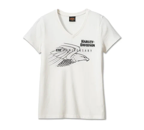 Maglietta Harley Davidson con scollo a "V" "United 120th Anniversary  - Cloud Dancer
