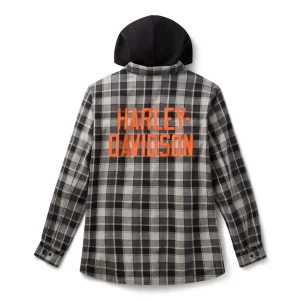 Camicia a maniche lunghe a quadri con cappuccio - immagine 2