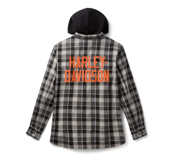 Camicia a maniche lunghe a quadri con cappuccio