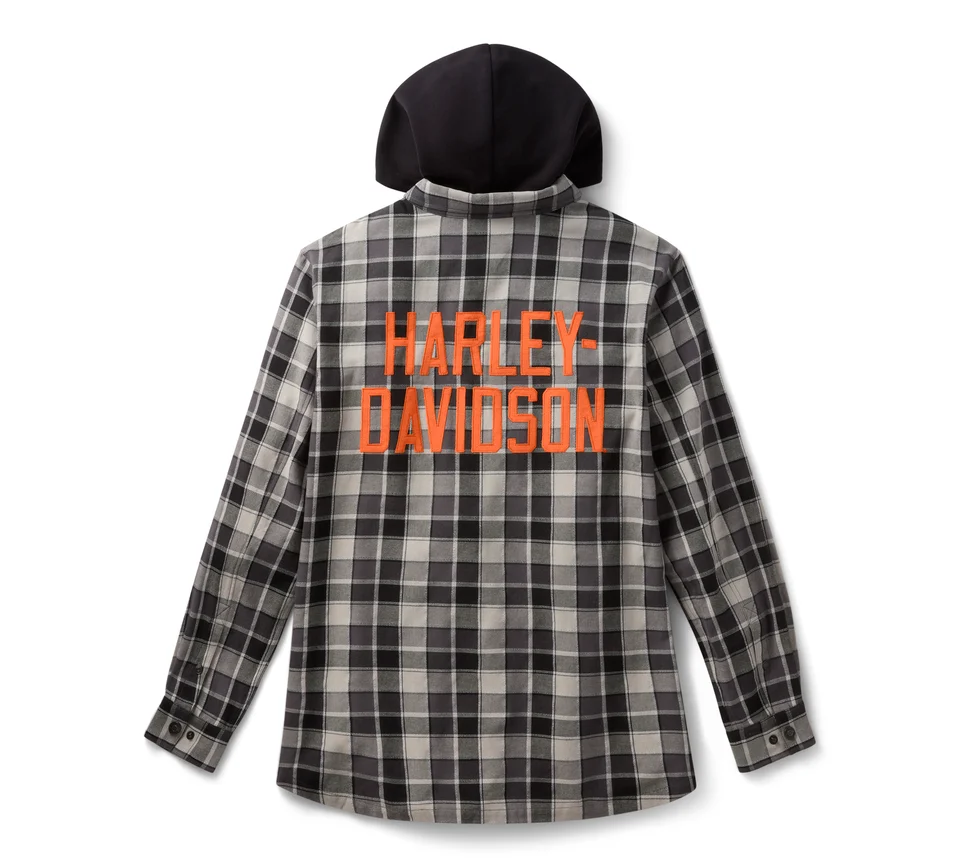 Camicia a maniche lunghe a quadri con cappuccio - immagine 2