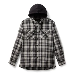 Camicia a maniche lunghe a quadri con cappuccio