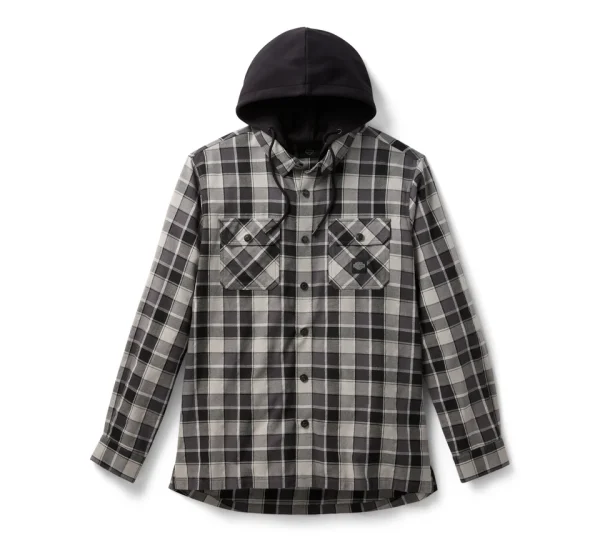 Camicia a maniche lunghe a quadri con cappuccio
