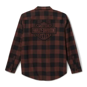 Flanella Bar & Shield Buffalo Check da uomo - Plaid - Harley Black & Coffee - immagine 2