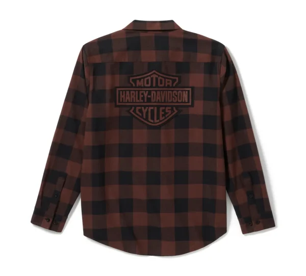 Flanella Bar & Shield Buffalo Check da uomo - Plaid - Harley Black & Coffee