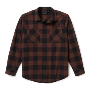 Flanella Bar & Shield Buffalo Check da uomo - Plaid - Harley Black & Coffee