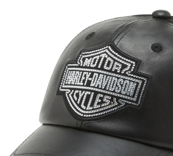 Cappellino Trucker in pelle Bling Bar & Shield
