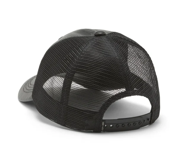 Cappellino Trucker in pelle Bling Bar & Shield