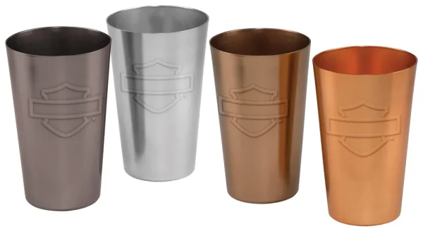 Harley-Davidson Bar & Shield Alluminio 16 oz Pint Glass Set di 4 | HDL-18789