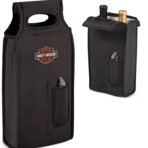Borsa per bottiglia di vino Harley-Davidson® Samba, logo Bar & Shield, nera 647-95