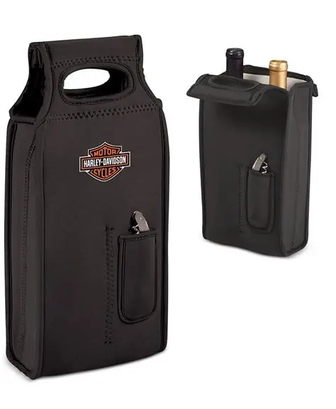 Borsa per bottiglia di vino Harley-Davidson® Samba, logo Bar & Shield, nera 647-95