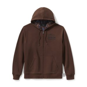 Felpa zippata con cappuccio Harley-Davidson® Plaid Lined – Coffee