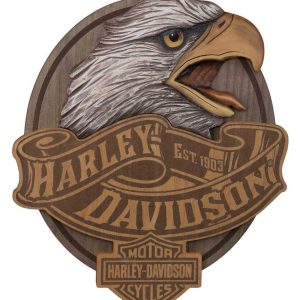 Harley-Davidson® Hand Carved Wood Eagle Bar & Shield Logo Pub Sign HDL-15322