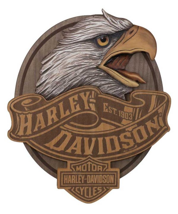 Harley-Davidson® Hand Carved Wood Eagle Bar & Shield Logo Pub Sign HDL-15322