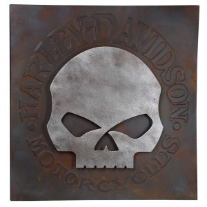 Harley-Davidson® Distressed Willie G teschio metallo arte della parete, 28 pollici HDL-15520