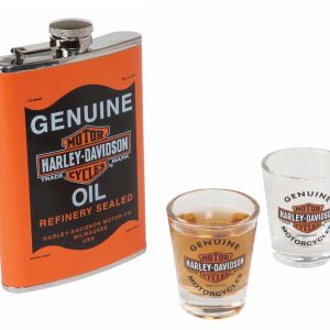 Harley-Davidson® Genuine Oil Can Hip Flask & Shot Glass Gift Set, HDL-18557