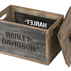 Harley-Davidson® Wooden Storage Box w/ Lid - Stainless Steel Laser Cut HDL-18587