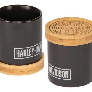 Harley-Davidson® Circle Logo Ceramic Mug w/ Coaster Set, Matte Black - 11 oz.