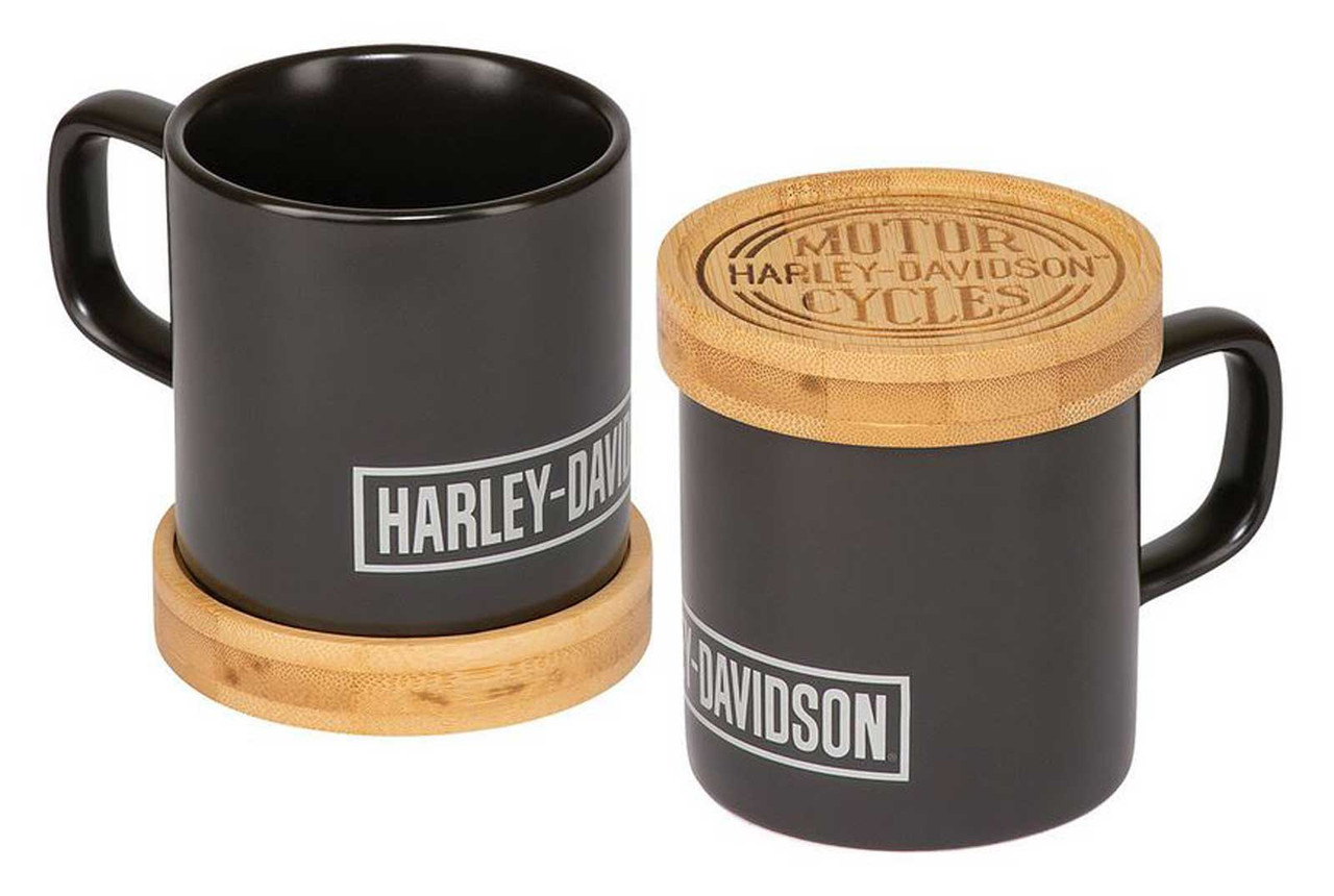 Harley-Davidson® Circle Logo Ceramic Mug w/ Coaster Set, Matte Black - 11 oz. - immagine 1
